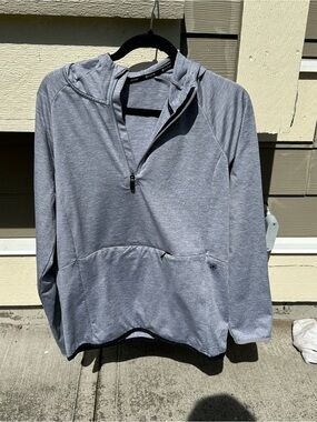 GAIAM Women's Gray Half-Zip Hooded Pullover